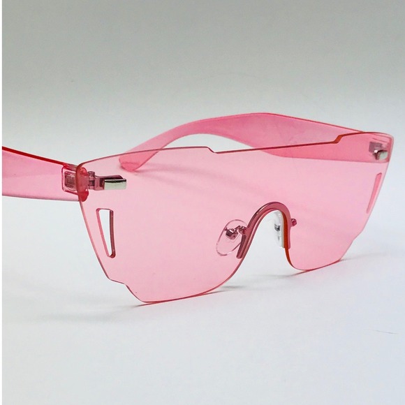 Rimless Shield Sunglasses Pink Fashion Visor Sun Glasses Women Trendy Luxury New - Picture 1 of 2